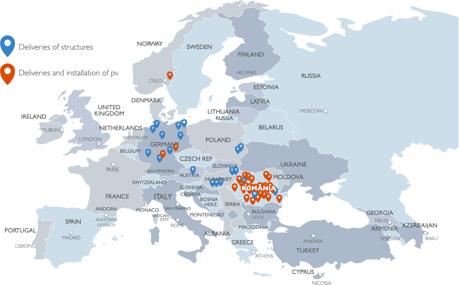 Deliveries made in Europe